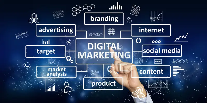 Digitálna ilustrácia marketéra, ktorý publikuje SEO články pre zvýšenie online dosahu