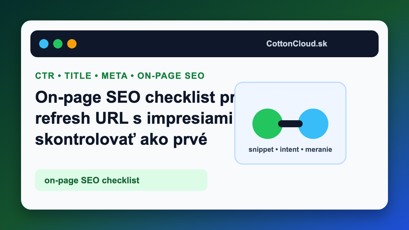 On-page SEO checklist pre refresh URL s impresiami