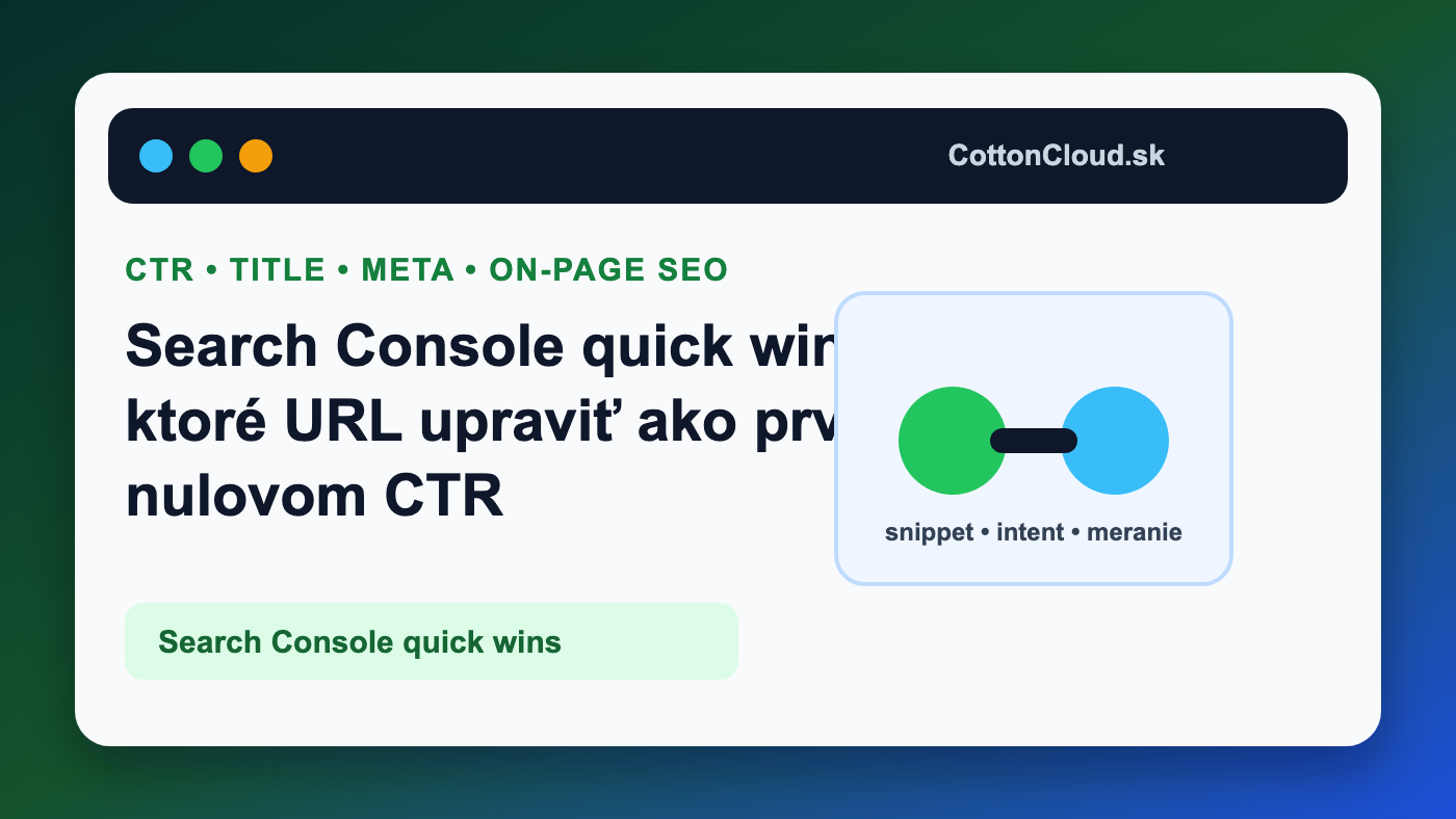 Search Console quick wins pre nulové CTR