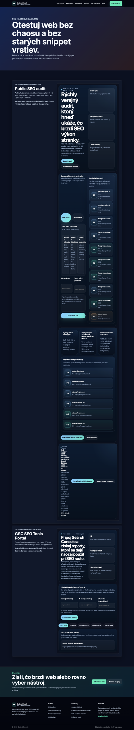 SEO test zadarmo pre WordPress web