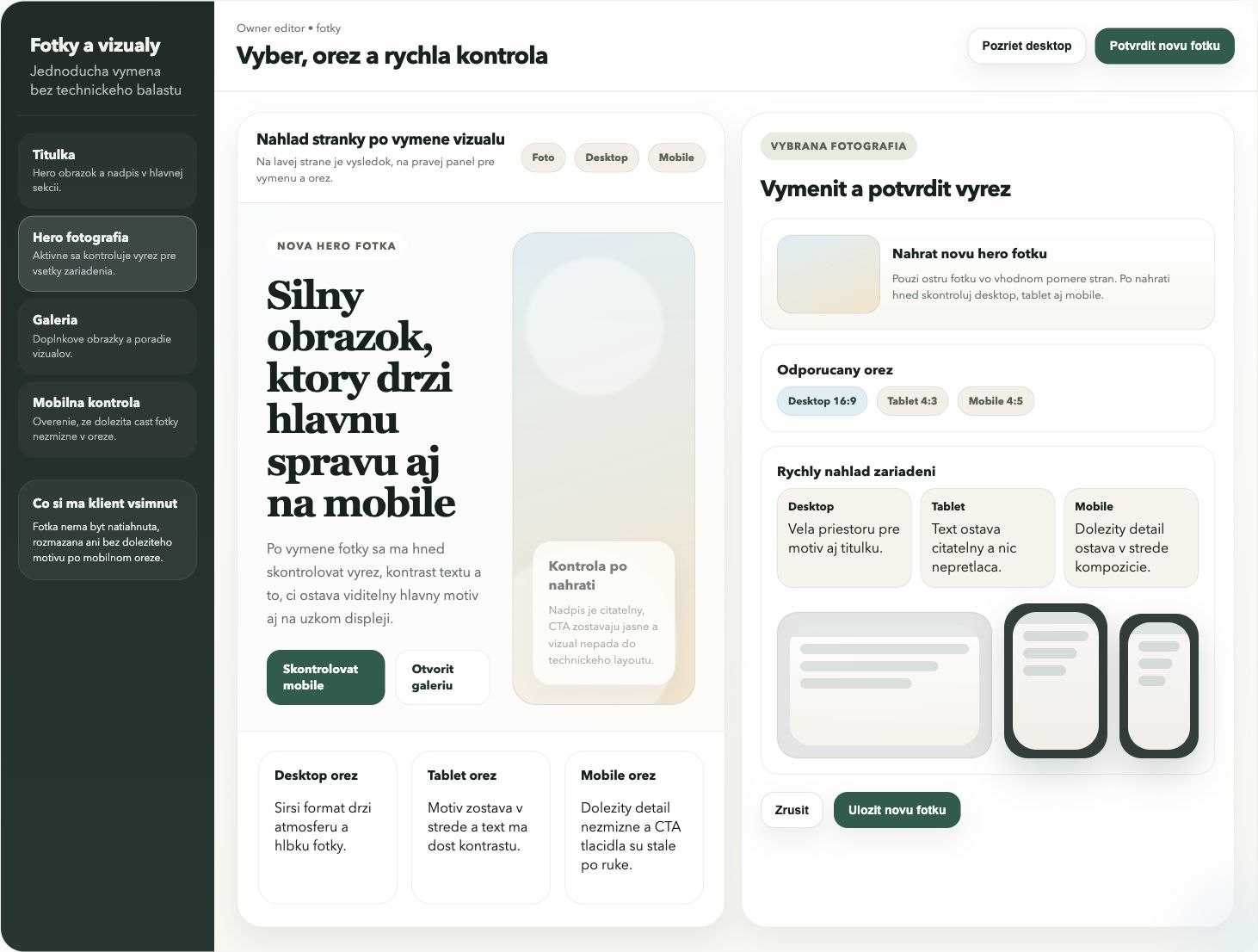 CottonCloud Website Platform web editor - vymena fotky